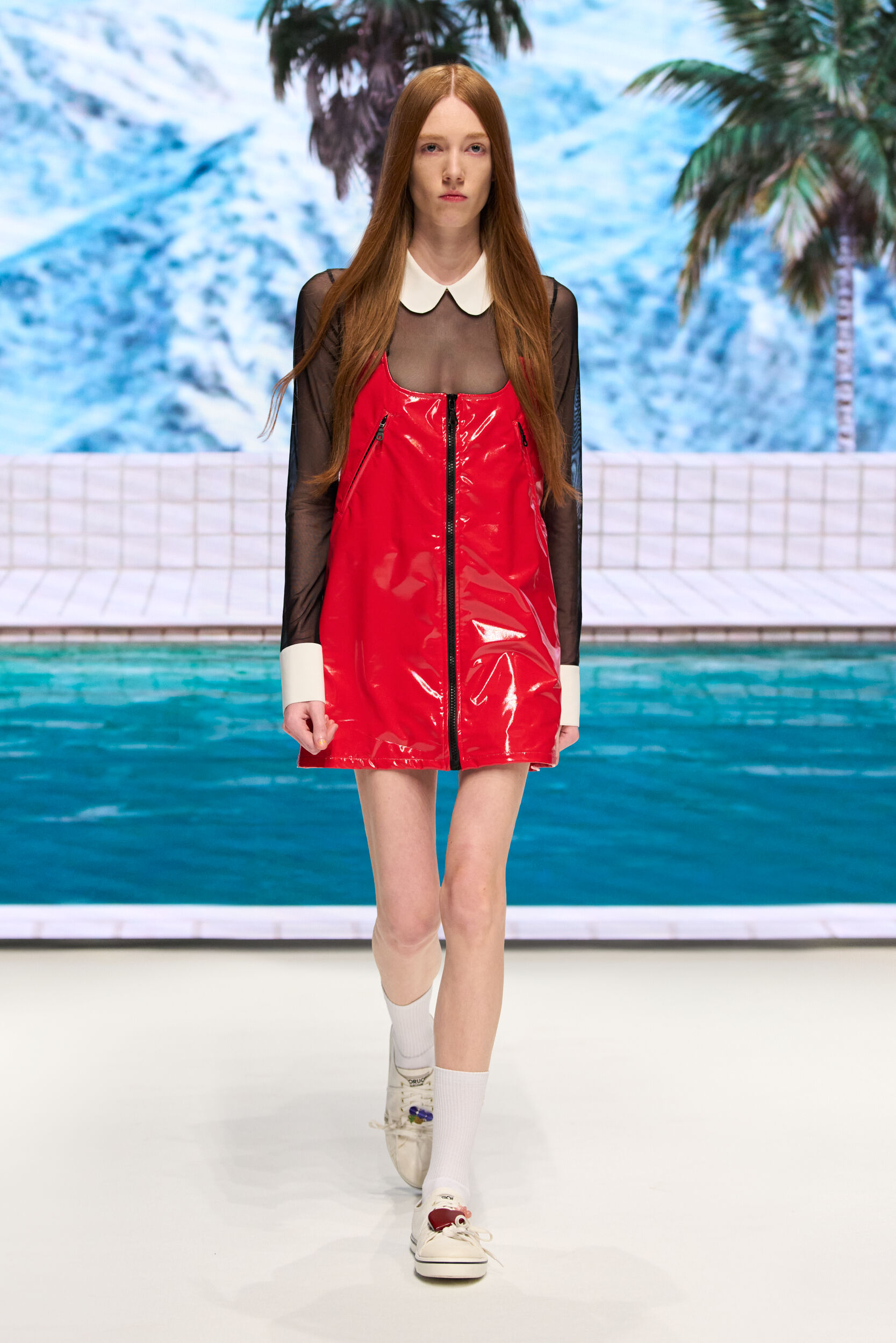 Tulle Collared Bodysuit Black